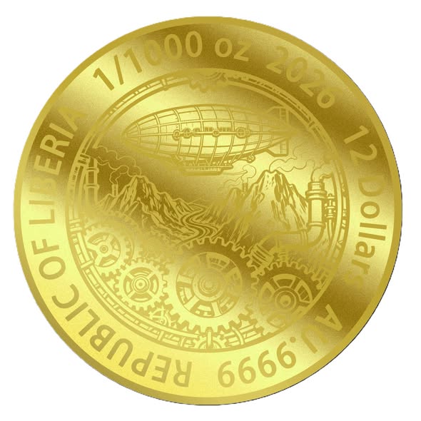 2026 Liberia Steampunk Origin 1/1000 oz Gold Coin in Card