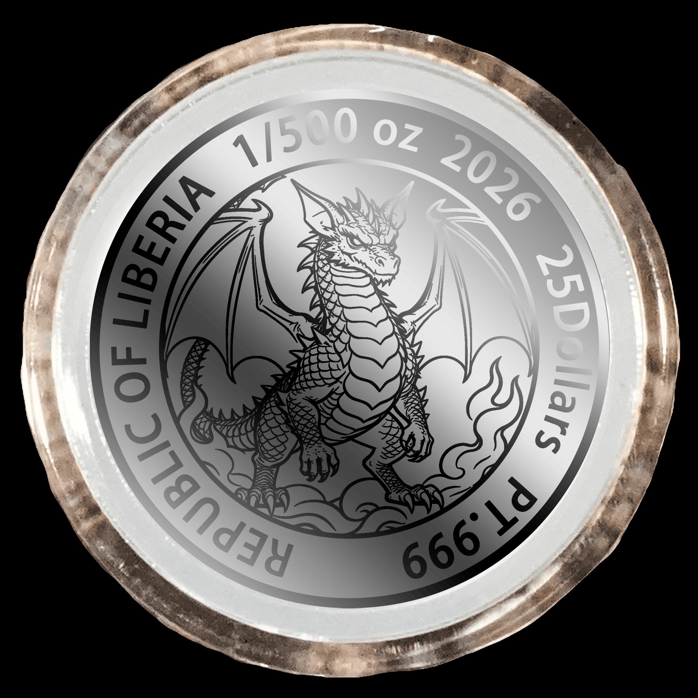 2026 Liberia Ancient Celt Dragon 1/500 oz Platinum Coin in Card
