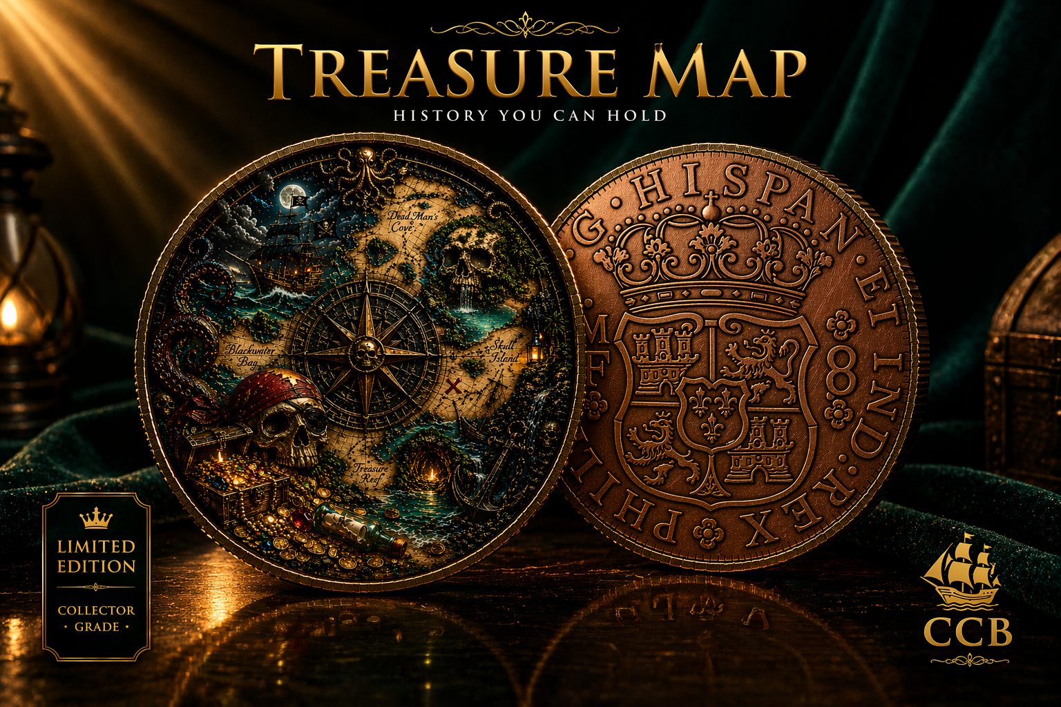 Treasure Map Pirate 1 AVDP oz Copper Round | CCB Exclusive