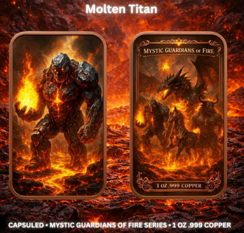 Mystic Guardians of Fire 4x 1oz Copper Bars