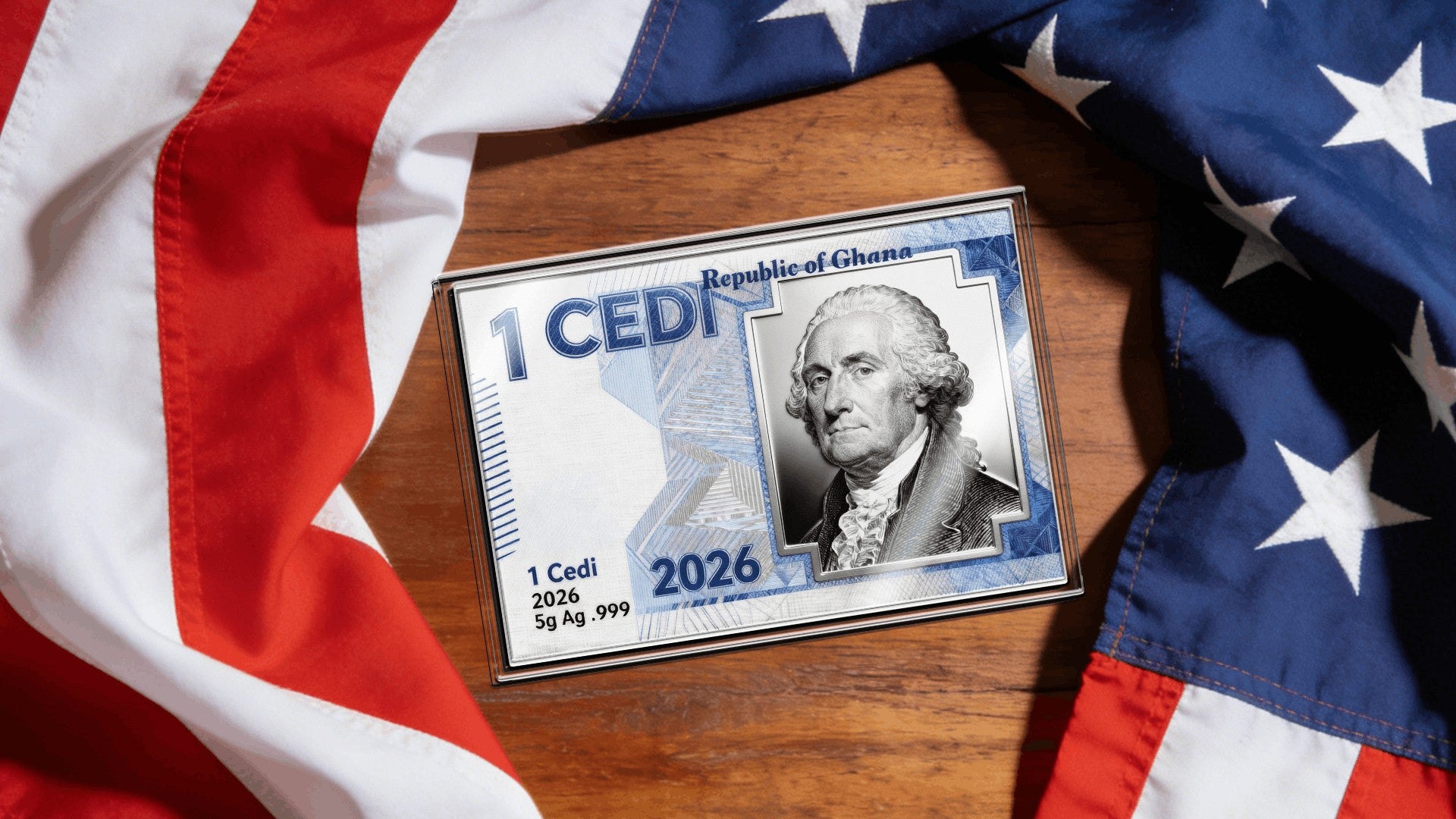 2026 Ghana "Washington Crossing the Delaware" 5g Silver Foil Note