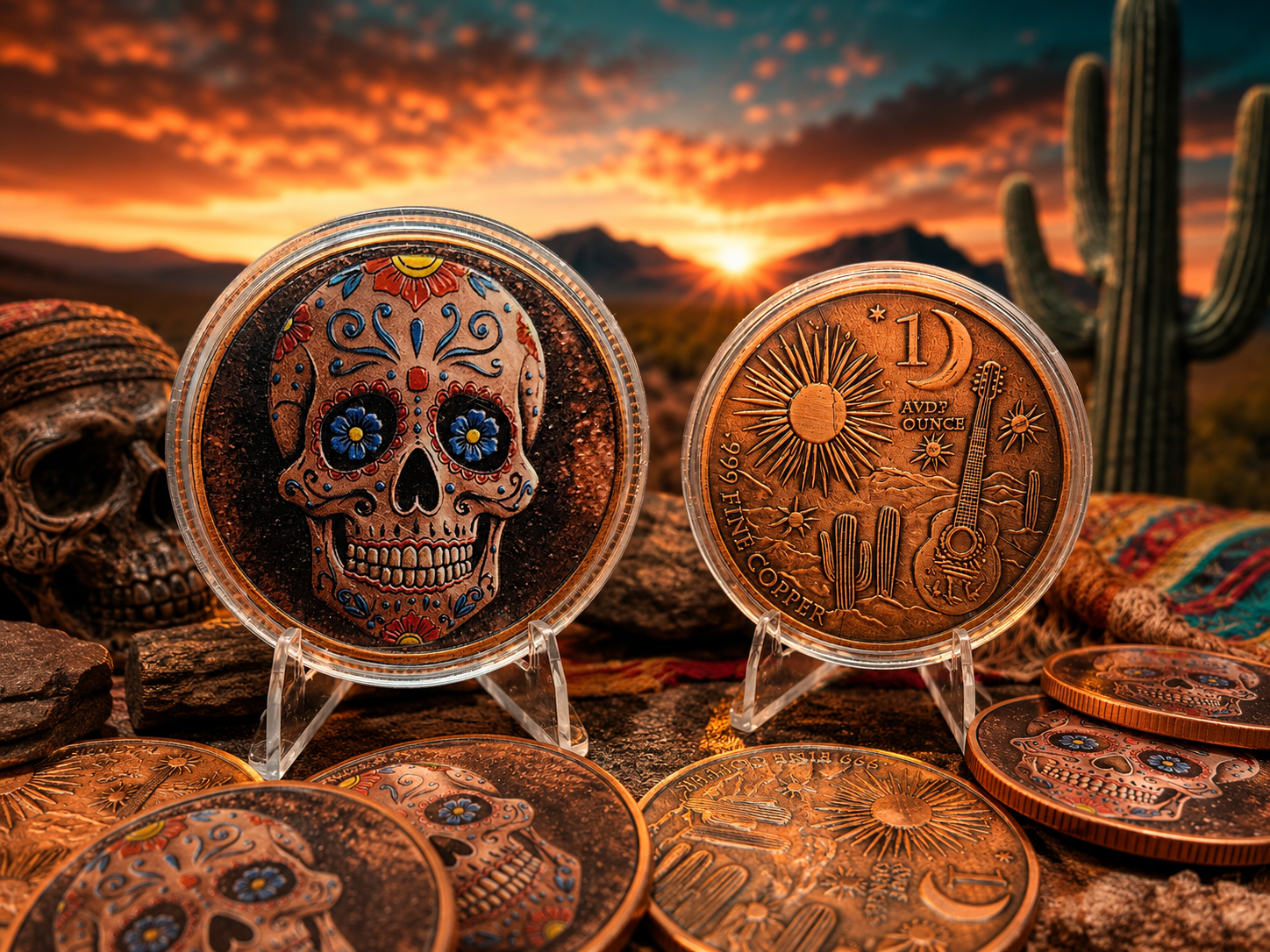Day of the Dead Sugar Skull 1 oz Copper Round