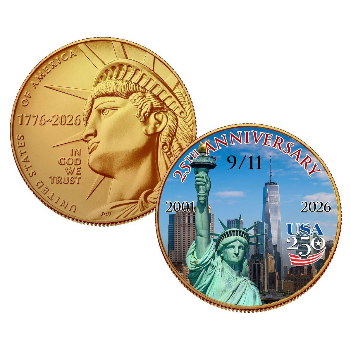 2026 U.S. Half Dollar 9/11 25th Anniversary Colorized & Gold Plated Coin
