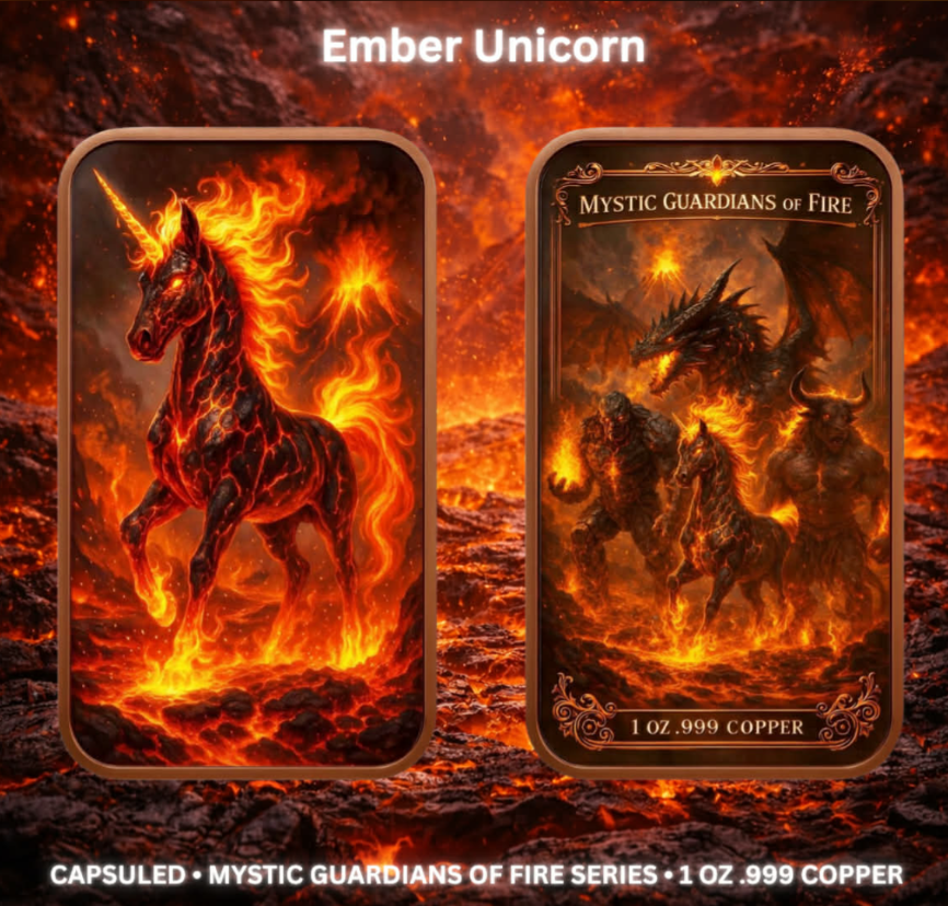 Mystic Guardians of Fire 4x 1oz Copper Bars