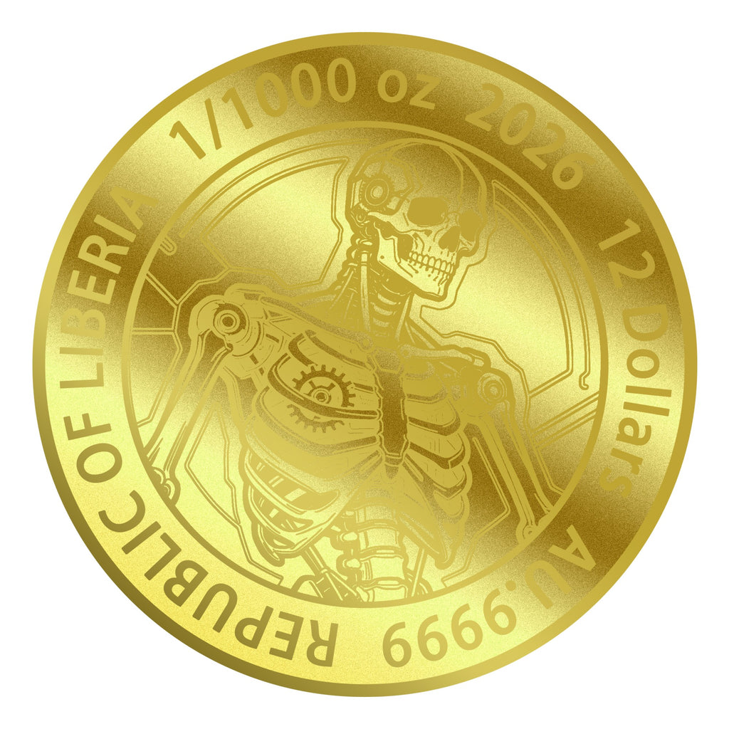 2026 Liberia AI Taking Over 1/1000 oz Gold Coin in Card
