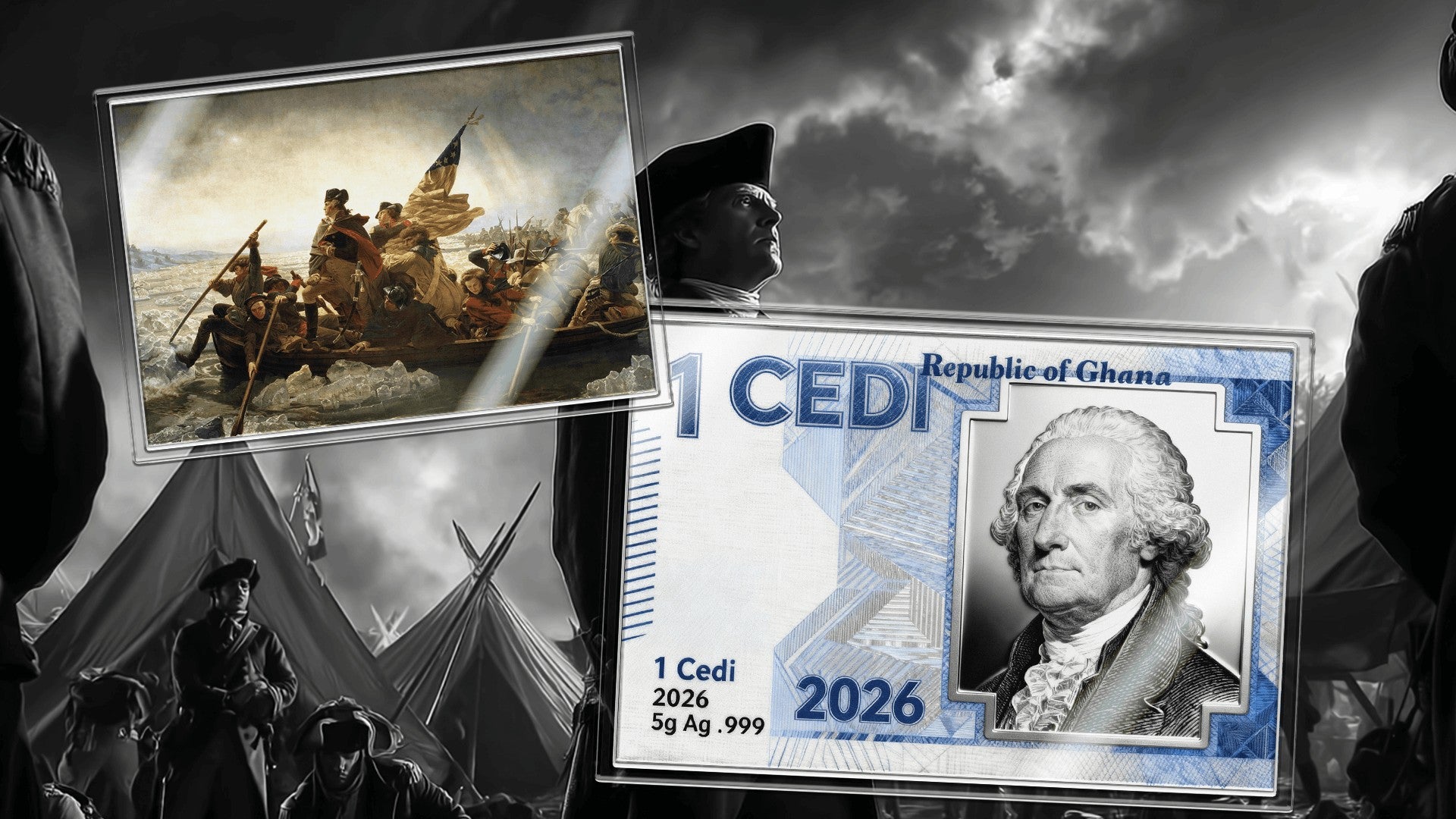 2026 Ghana "Washington Crossing the Delaware" 5g Silver Foil Note