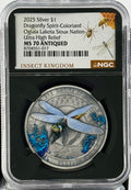 2025 Sioux Nation Native Spirit Dragonfly 1 oz Silver Coin with Metallic Wings, NGC MS 70