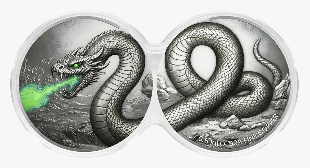 Viper's Venom Glow-in-the-Dark 2 x 1/2 Kilo Copper Medal Set in DuoStack Capsule