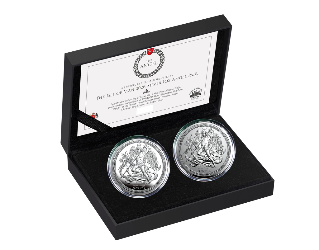 2026 Isle of Man Angel Reverse Proof 2 x 1 oz Silver Coin Set