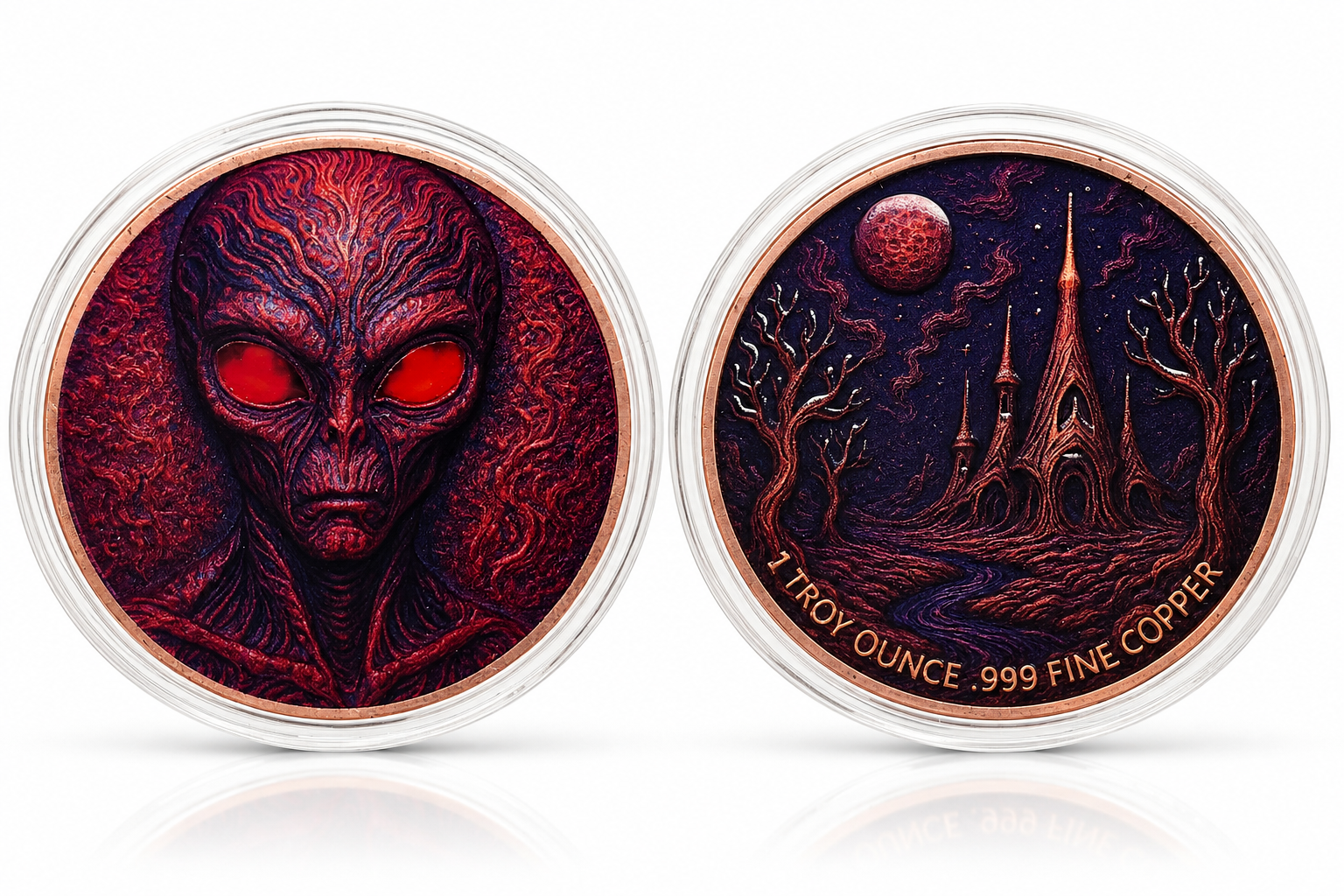 2026 2 oz Copper UHR Red Alien GID Eyes Beautiful LIMITED w/Box & COA