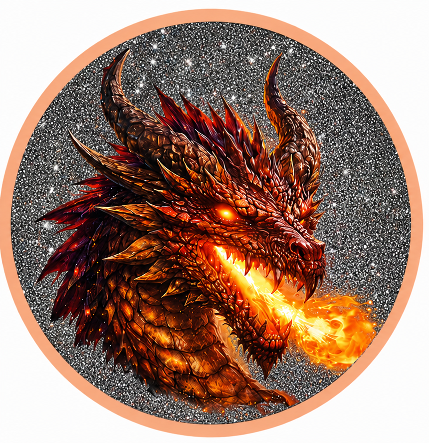 Dragon Fire Colorized Diamond Dust 1 oz Copper Round