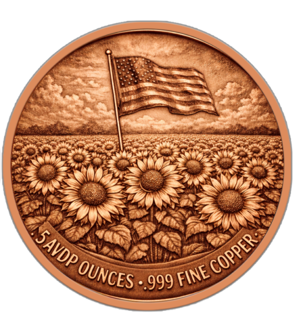 2026 Freedom Flower Colorized 5 oz Copper Round