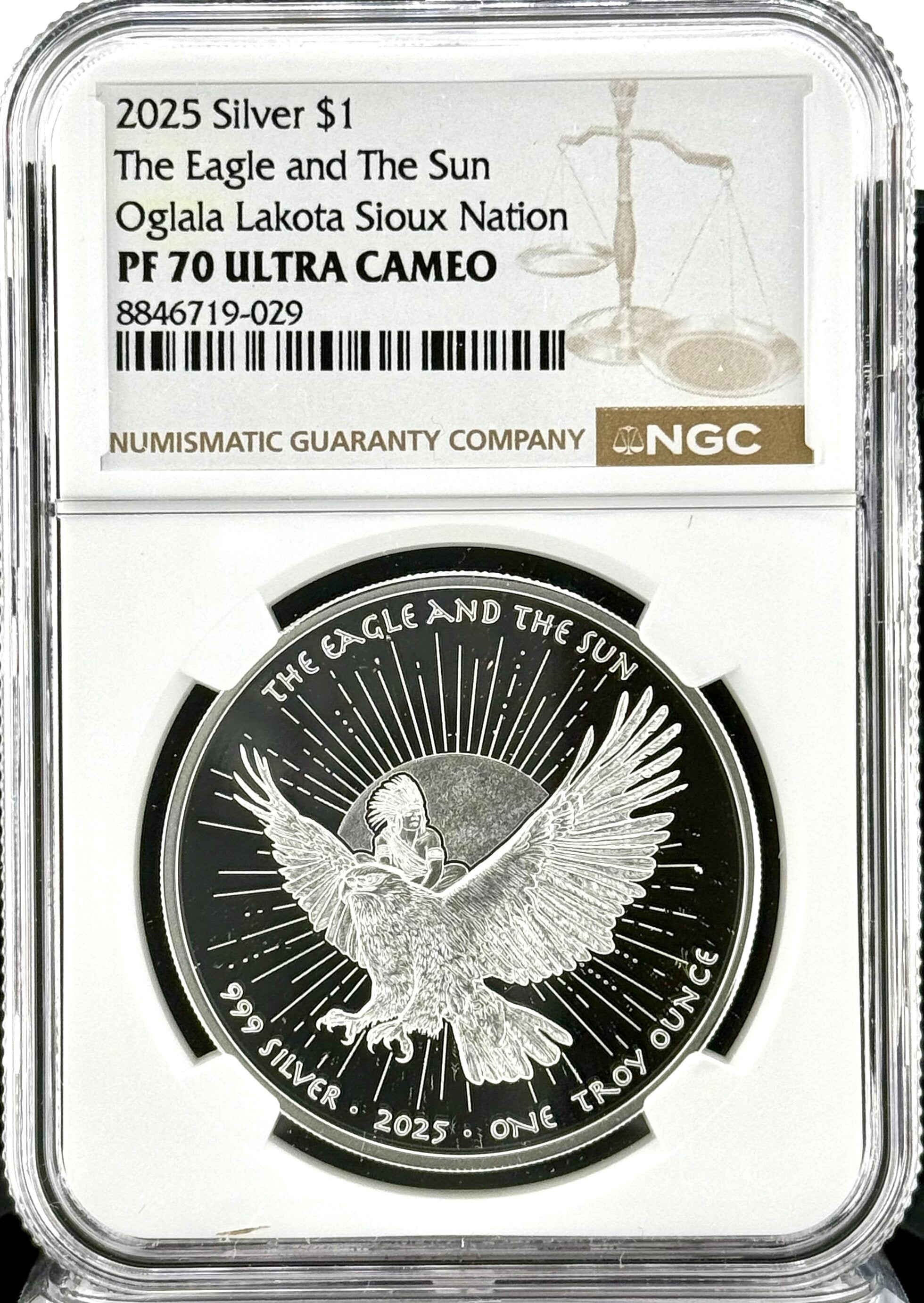 2025 Sioux Nation Eagle & Sun 1 oz Silver Coin NGC PF 70 UCAM