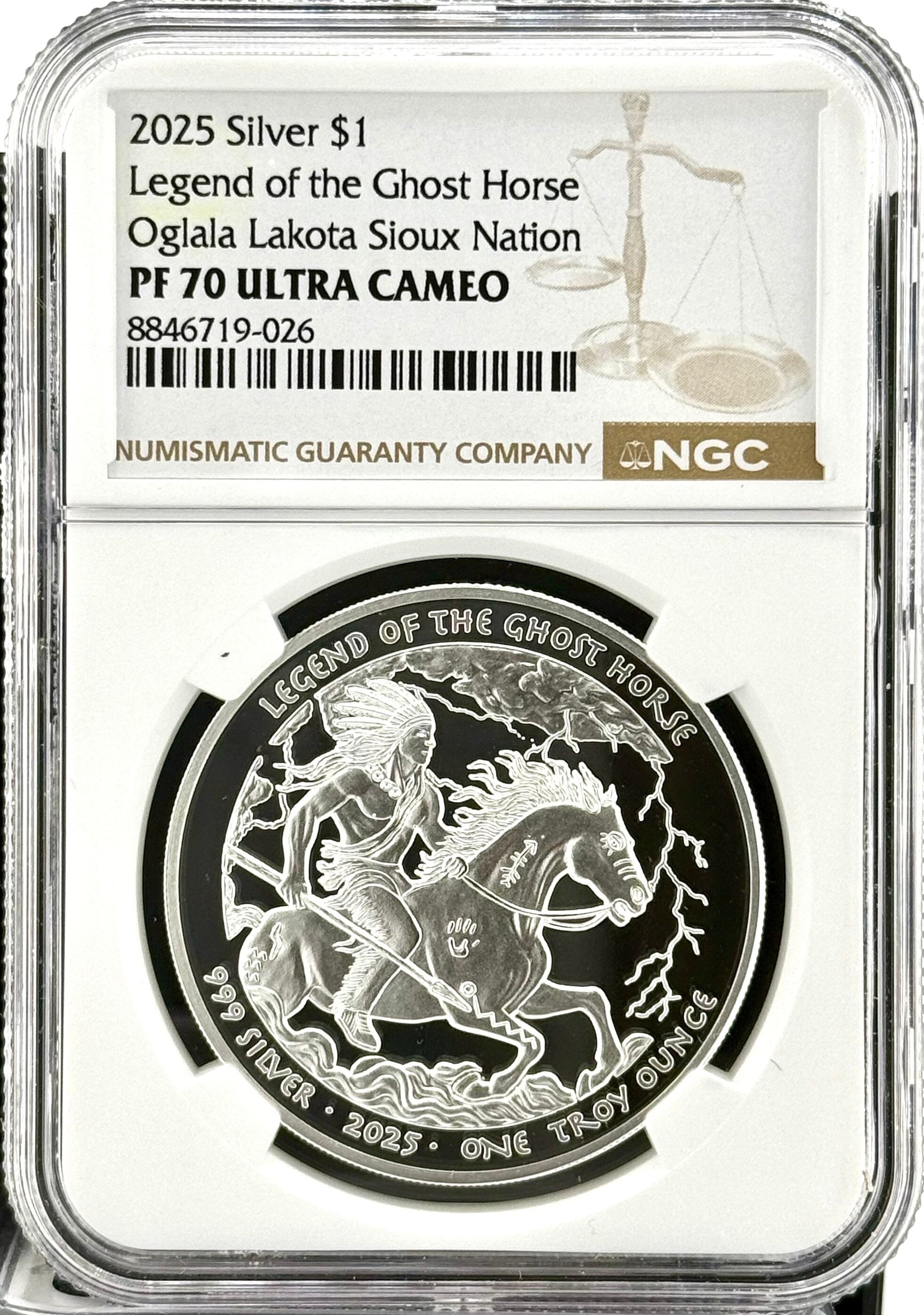 2025 Sioux Nation Ghost Horse 1 oz Silver Coin NGC PF 70 UCAM