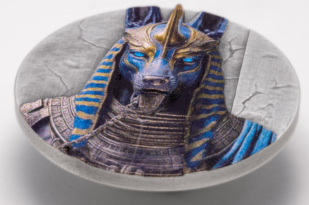 2026 Liberia Egyptian Heritage Anubis Antiqued UHR 1 oz Silver Coin