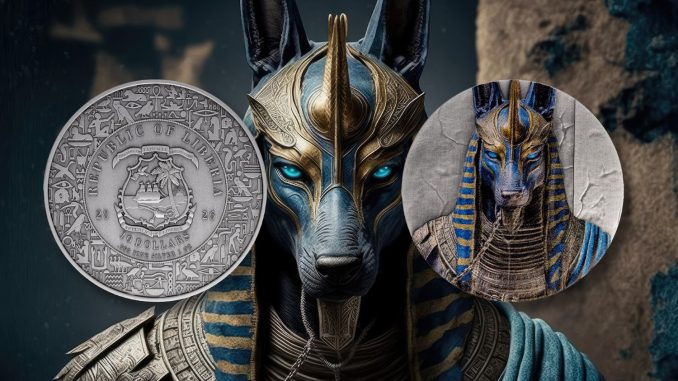 2026 Liberia Egyptian Heritage Anubis Antiqued UHR 1 oz Silver Coin
