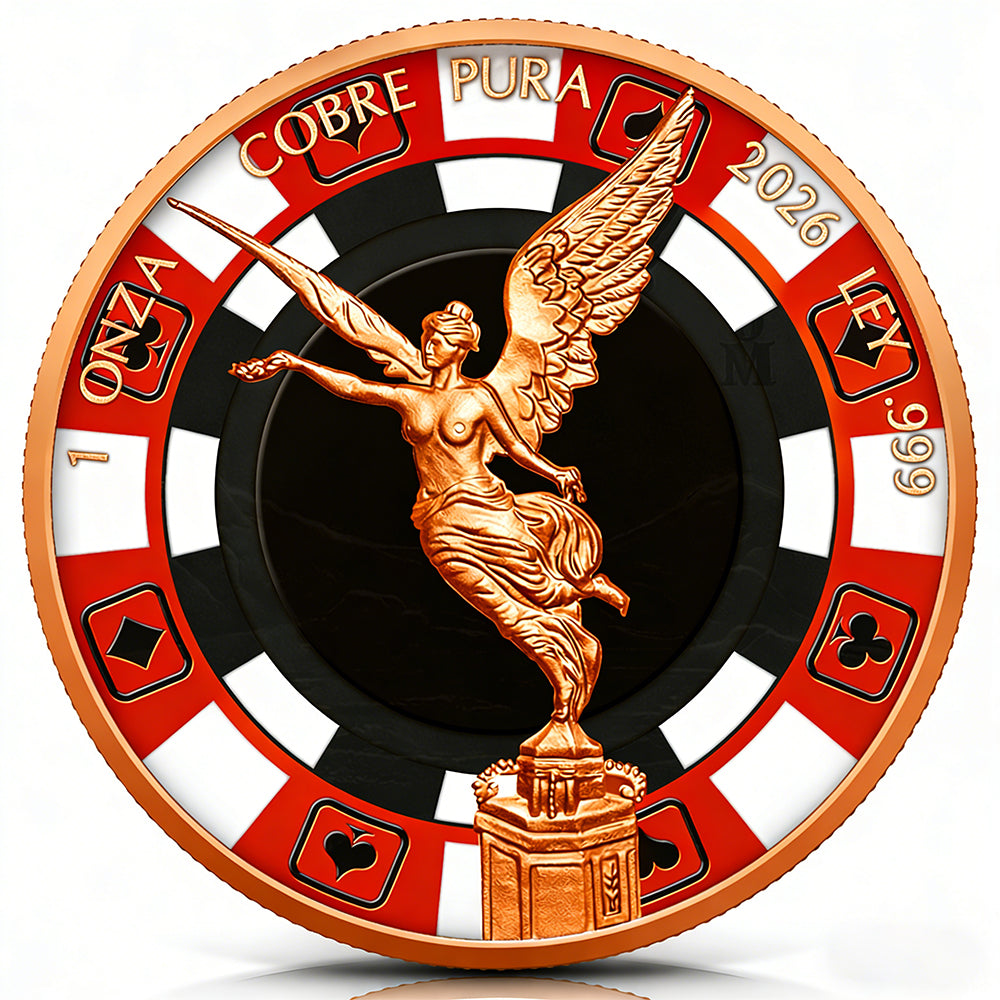 2026 Mexico Libertad Poker Chip Colorized 1 oz Copper Round