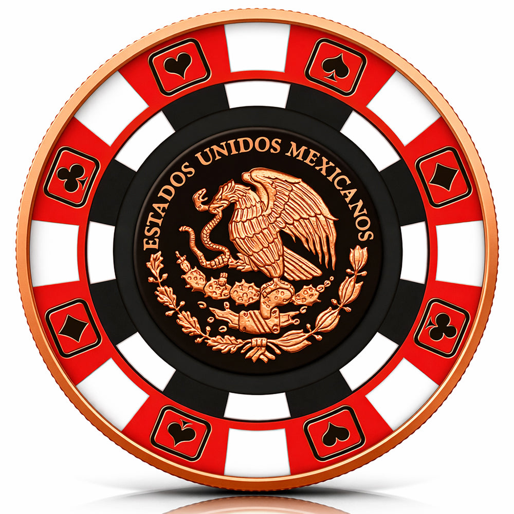 2026 Mexico Libertad Poker Chip Colorized 1 oz Copper Round