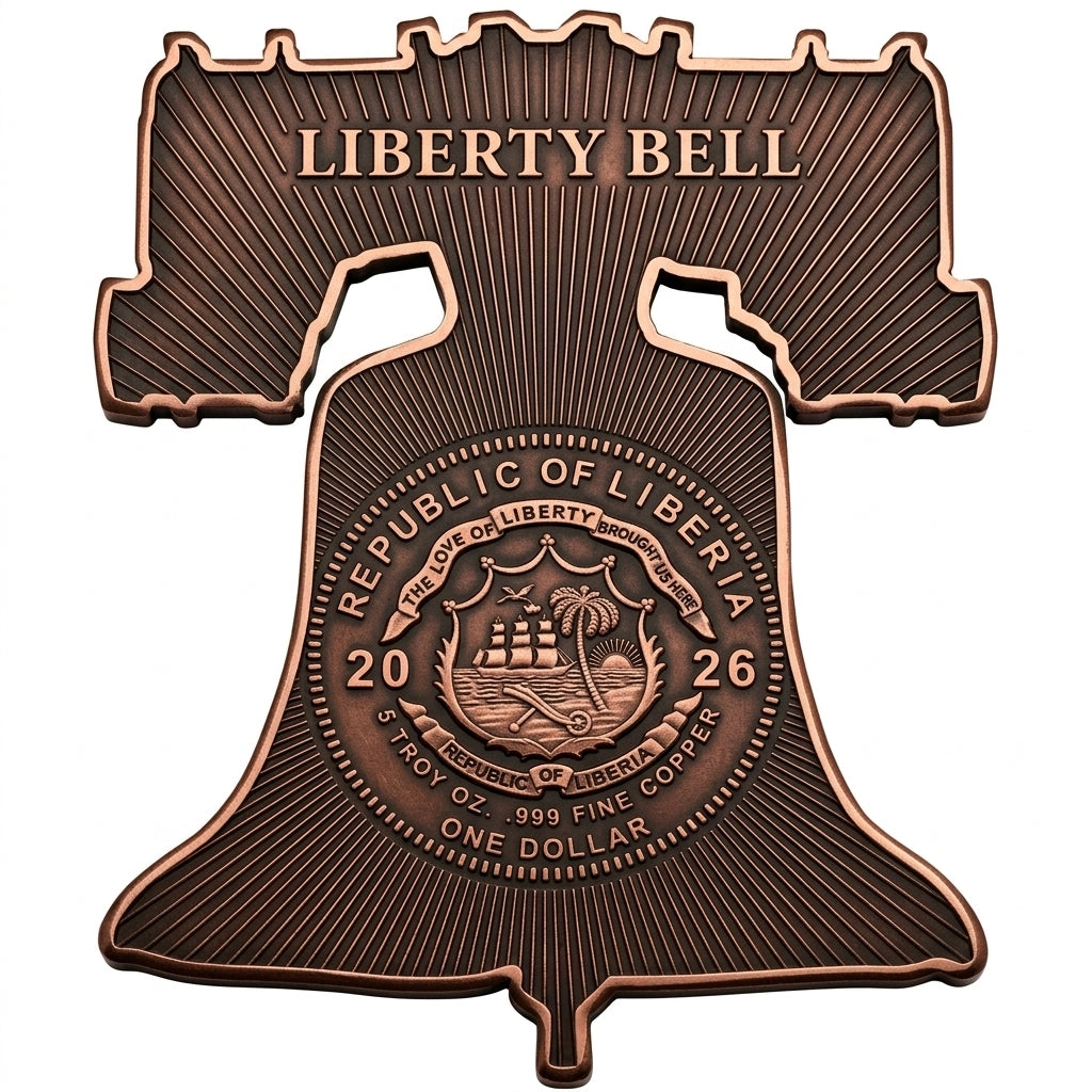 2026 Liberia Liberty Bell Shaped 5 oz Copper Coin