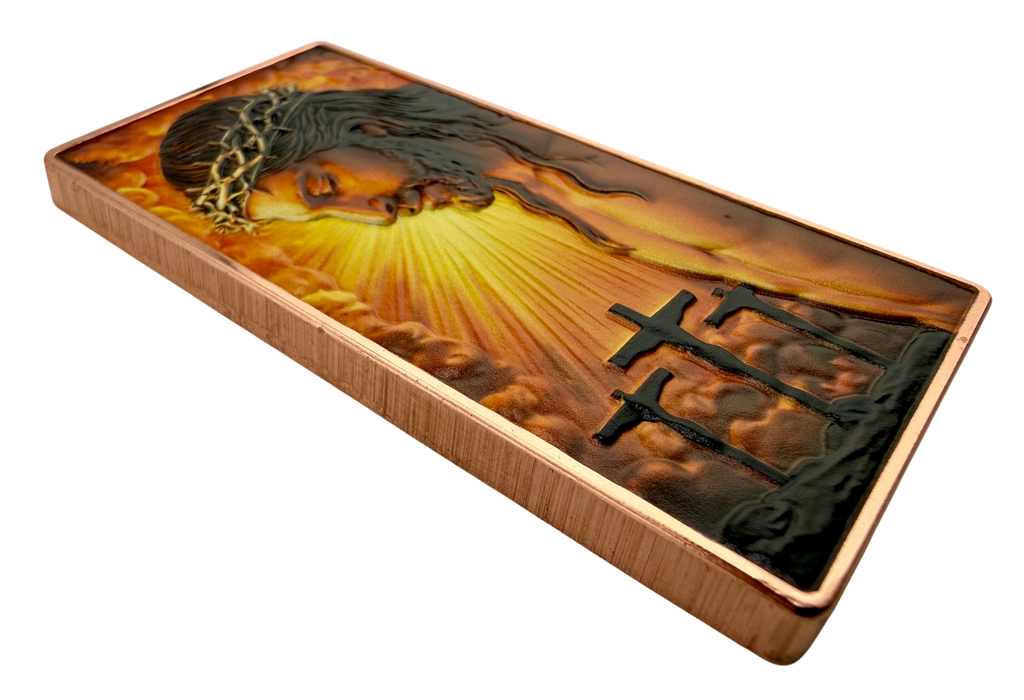 Jesus - He is Risen Colorized 5 oz Copper Bar
