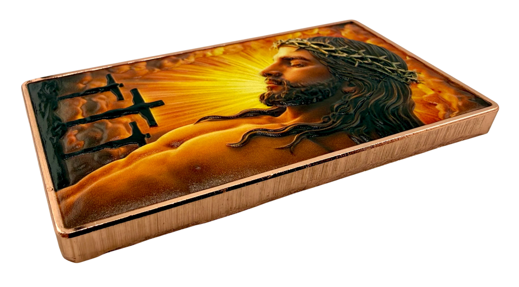 Jesus - He is Risen Colorized 5 oz Copper Bar