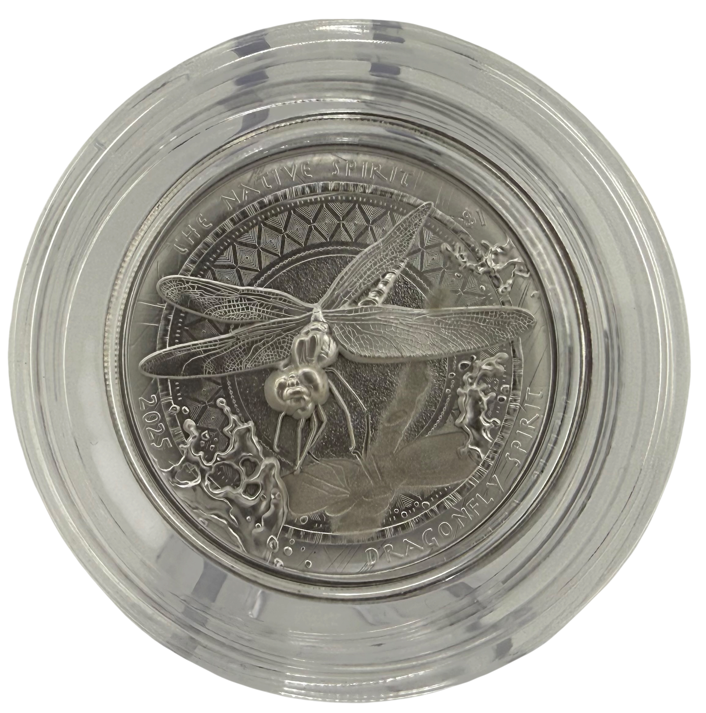 2025-Sioux Nation Native Spirit-Dragonfly 1oz .999 Antiqued Silver High Relief