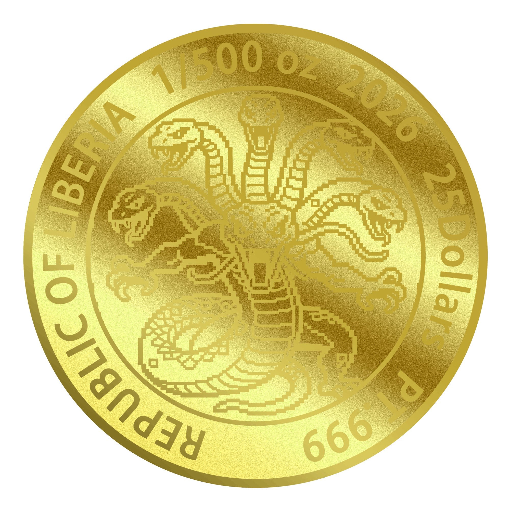 2026 Liberia Pixel Hydra 1/1000 oz Gold Coin in Card
