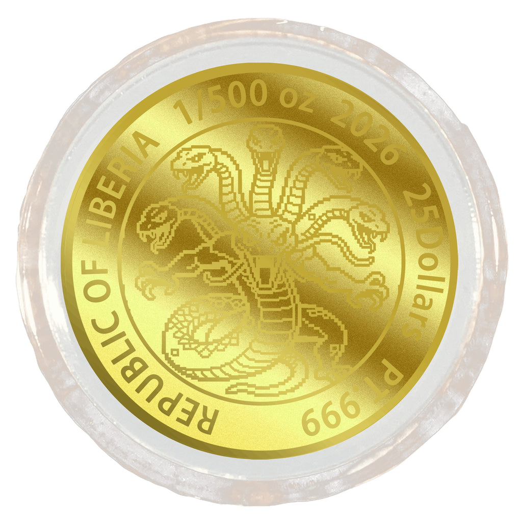 2026 Liberia Pixel Hydra 1/1000 oz Gold Coin in Card