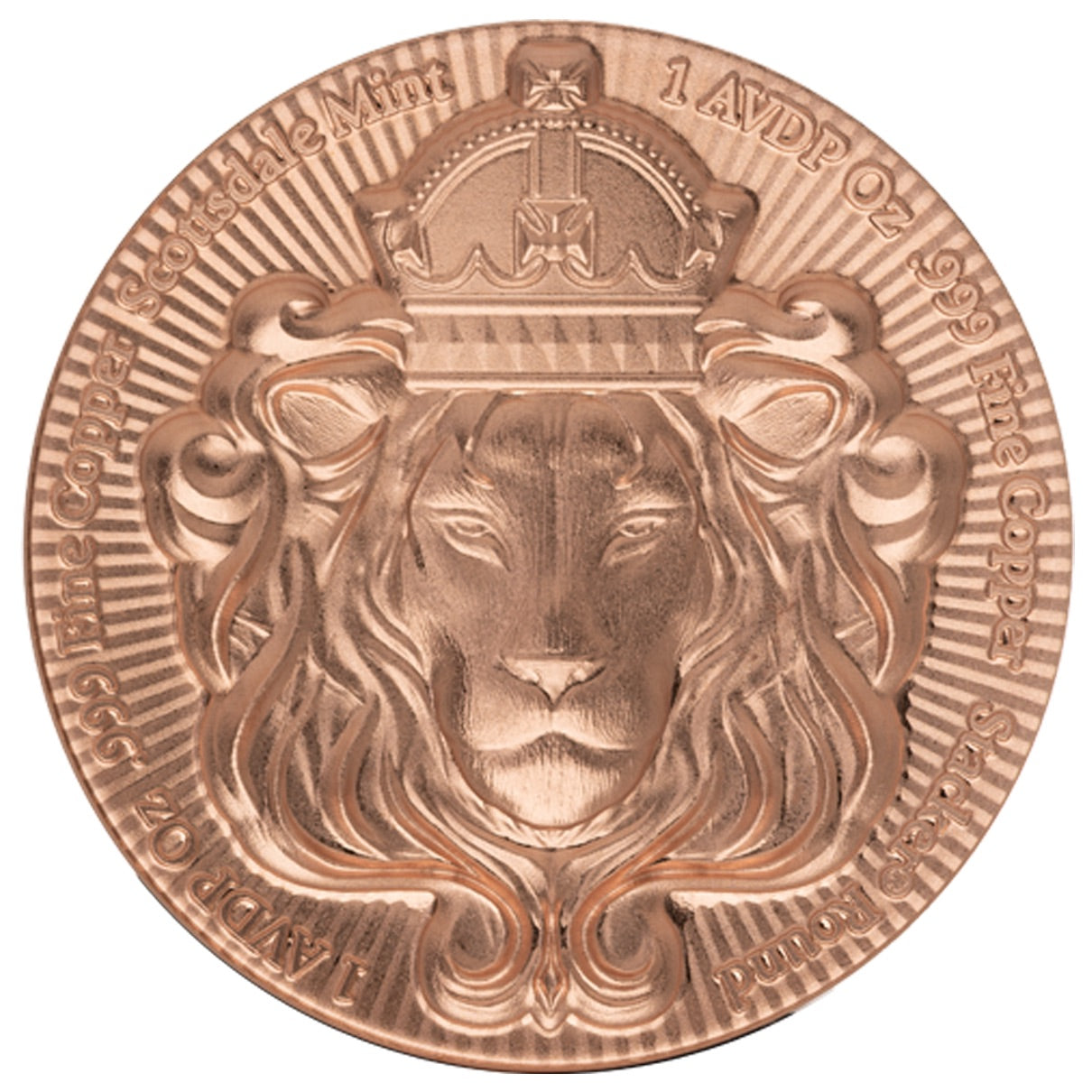 Scottsdale Lion Stacker 1oz Copper Round Full Tube