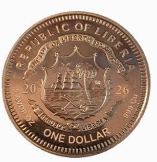 2026 Liberia Aurora Guardian of the Lion 5oz Copper Coin