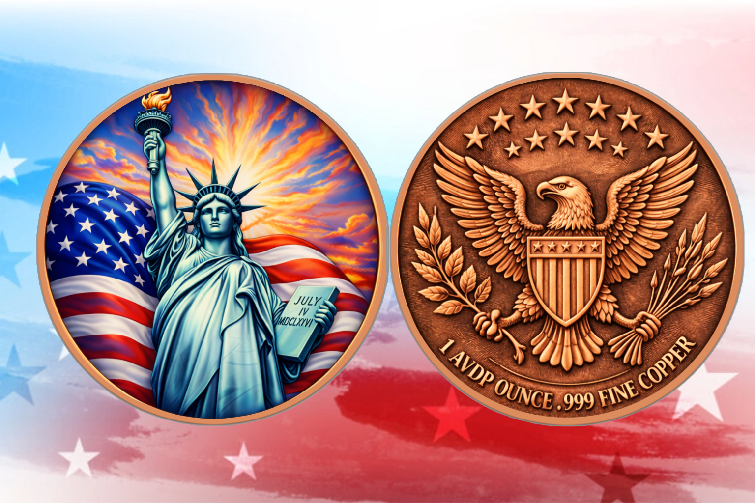 Sunset Liberty Colorized 1 oz Copper Round