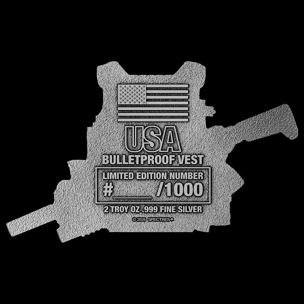 Spectres Mint 2026 USA Bulletproof Vest Shaped 2 oz Silver