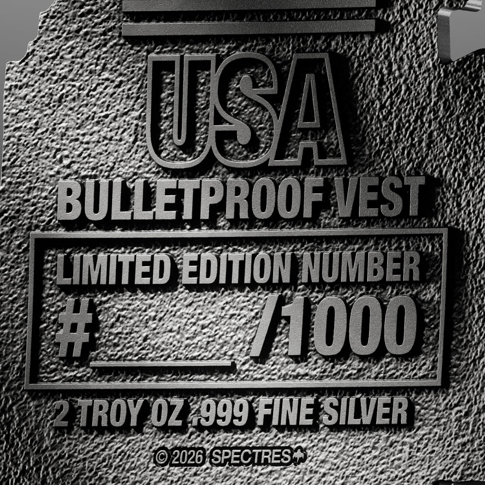 Spectres Mint 2026 USA Bulletproof Vest Shaped 2 oz Silver