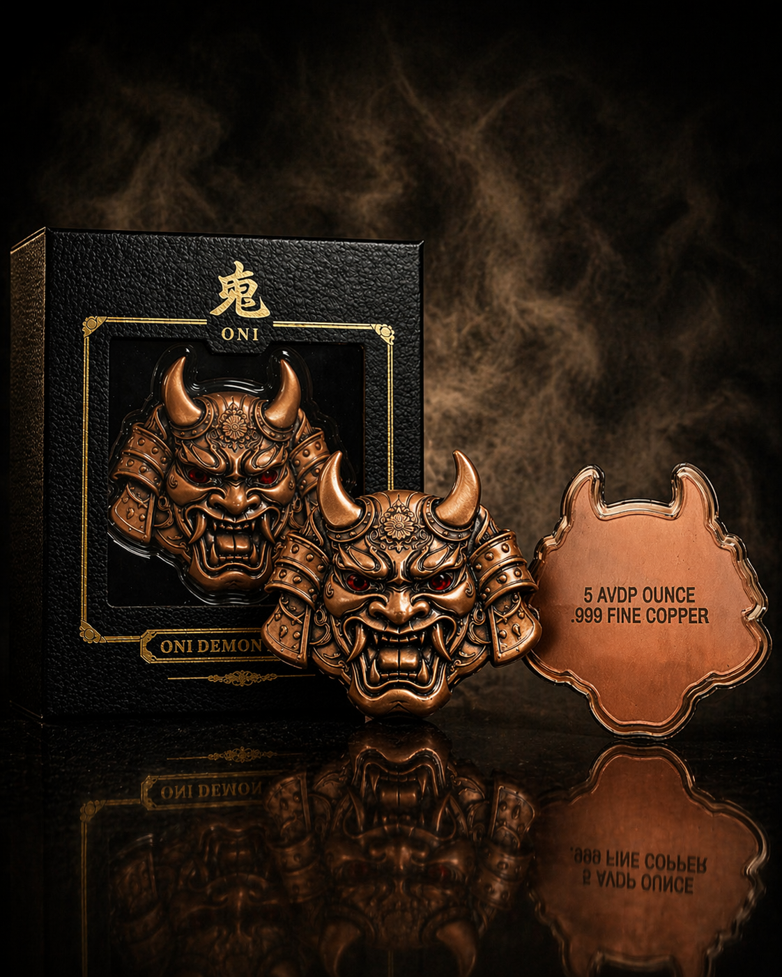 Japanese Oni Demon Mask 5oz Copper