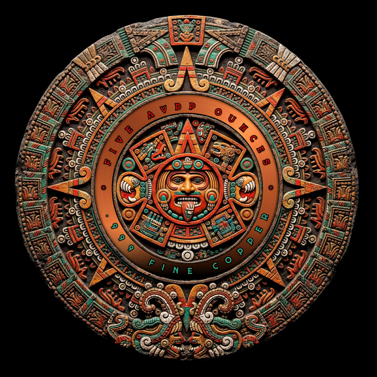 Mexico Aztec Angel 5oz Copper Round