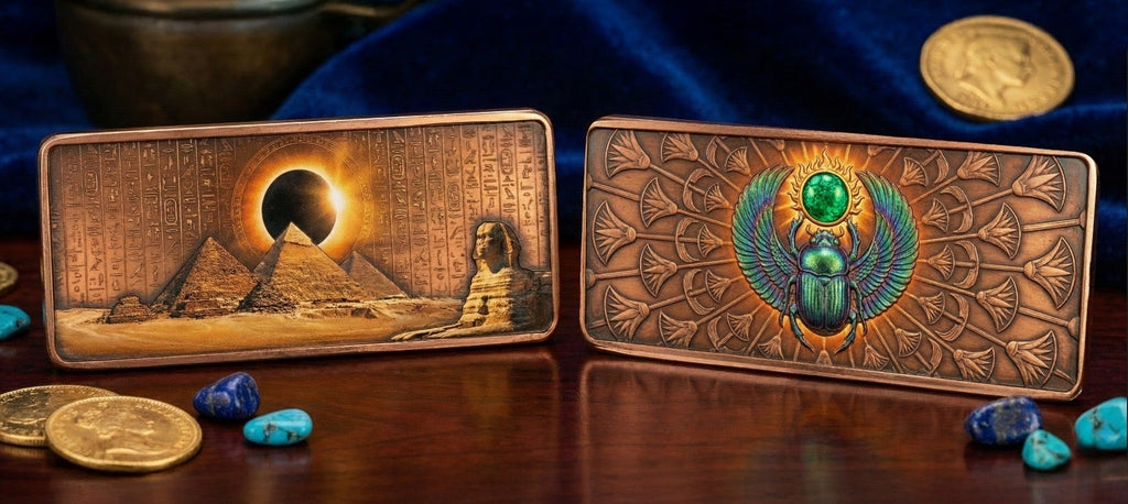 2026 Scarab Egyptian Bar w/Crystal Insert 10oz AVDP .999 Copper Bar