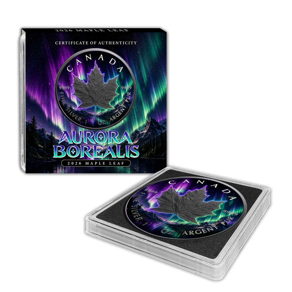 2026 Canada Maple Leaf Aurora Borealis Edition 1 oz Silver Coin