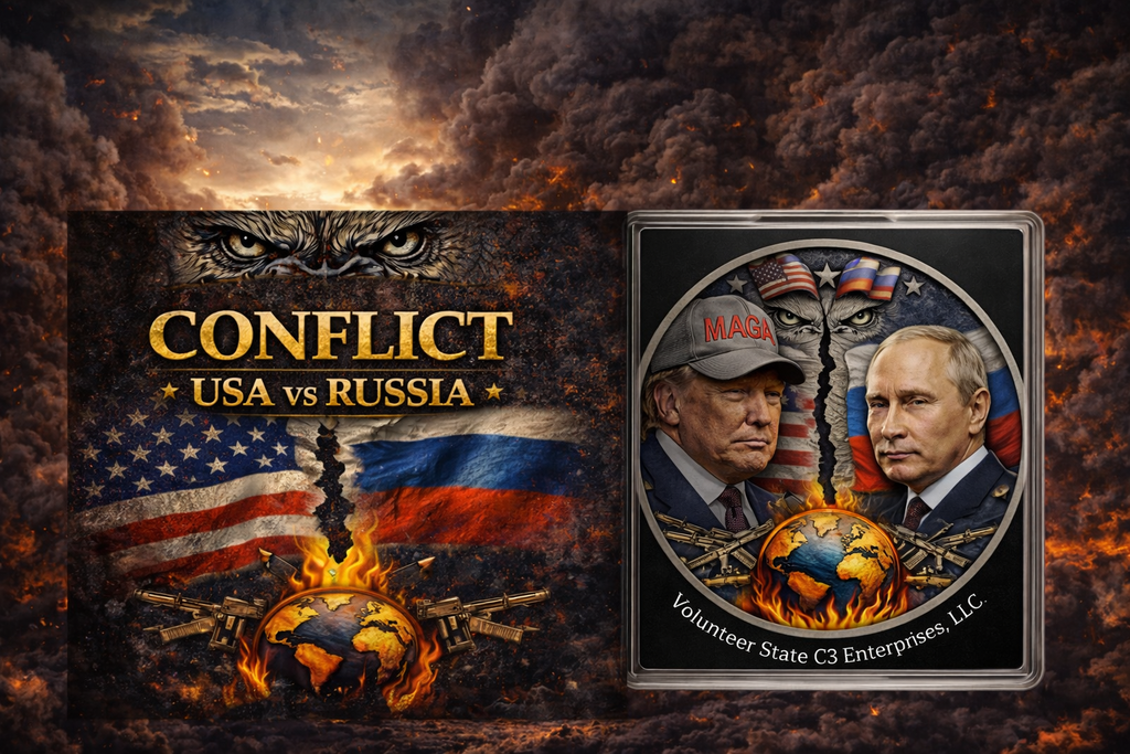 2026 Global Conflict USA vs RUSSIA Trump & Putin 1oz Copper Round