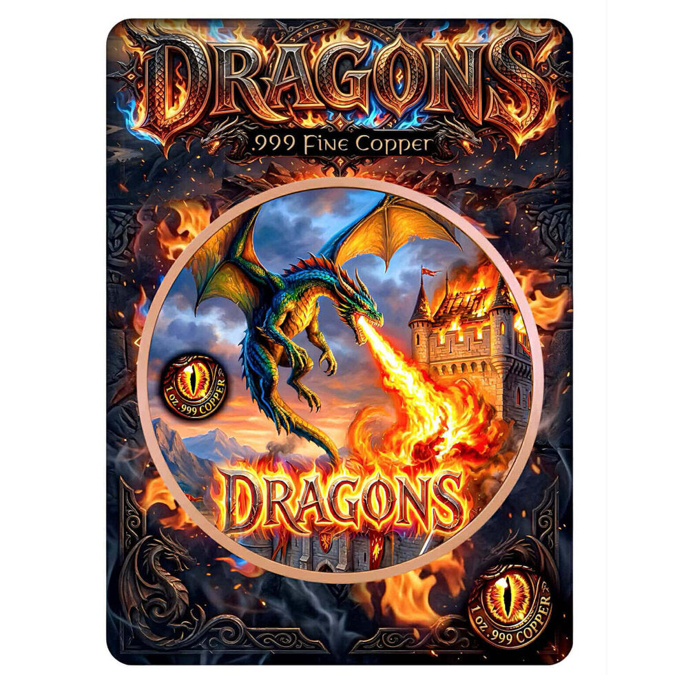 Fire Dragon 1oz Copper Round Carded (999 Mintage)