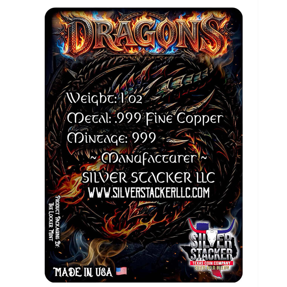 Fire Dragon 1oz Copper Round Carded (999 Mintage)