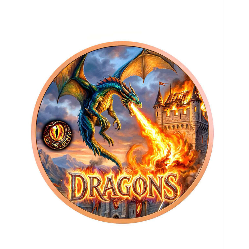 Fire Dragon 1oz Copper Round Carded (999 Mintage)