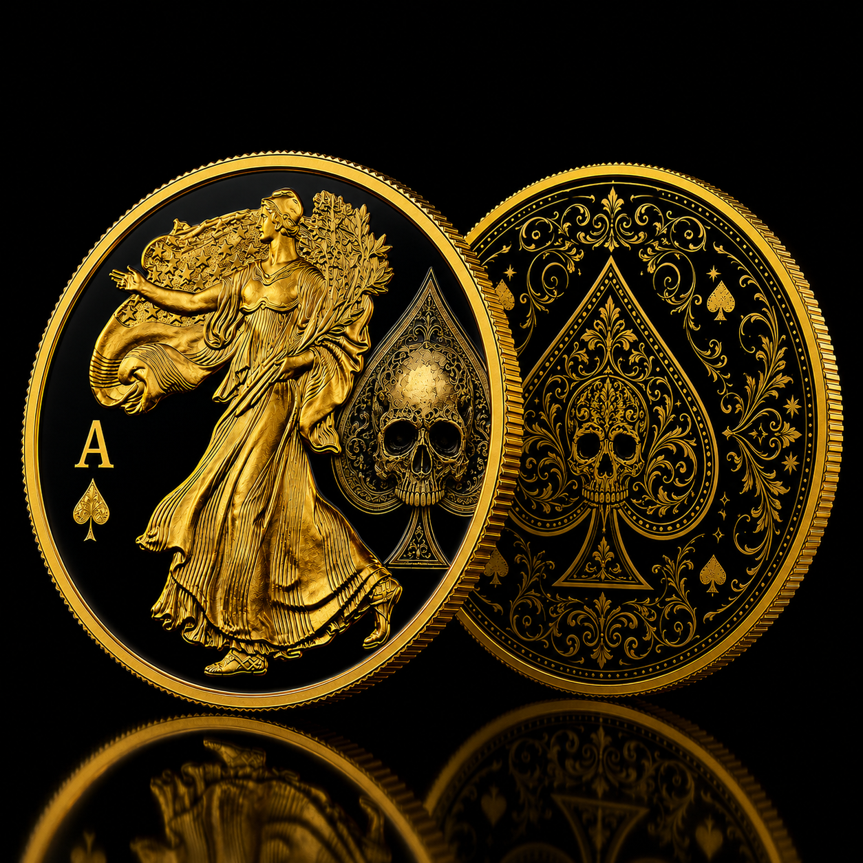 2026 Silver Eagle Ace of Spades Gilded Liberty .999 Silver Coin SN 97 (Mintage 100)