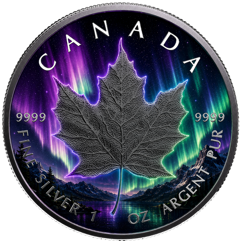 2026 Canada Maple Leaf Aurora Borealis Edition 1 oz Silver Coin