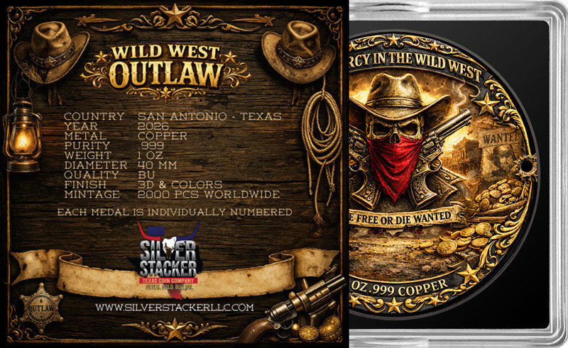 Wild West Outlaw 1 oz Copper Round