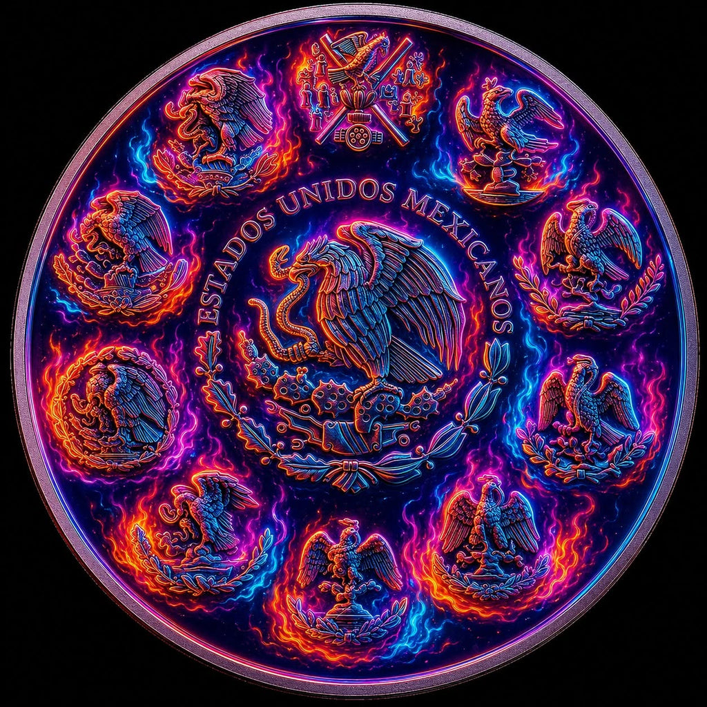 2024 Mexico Libertad Neon Flames Edition 1 oz Silver Coin