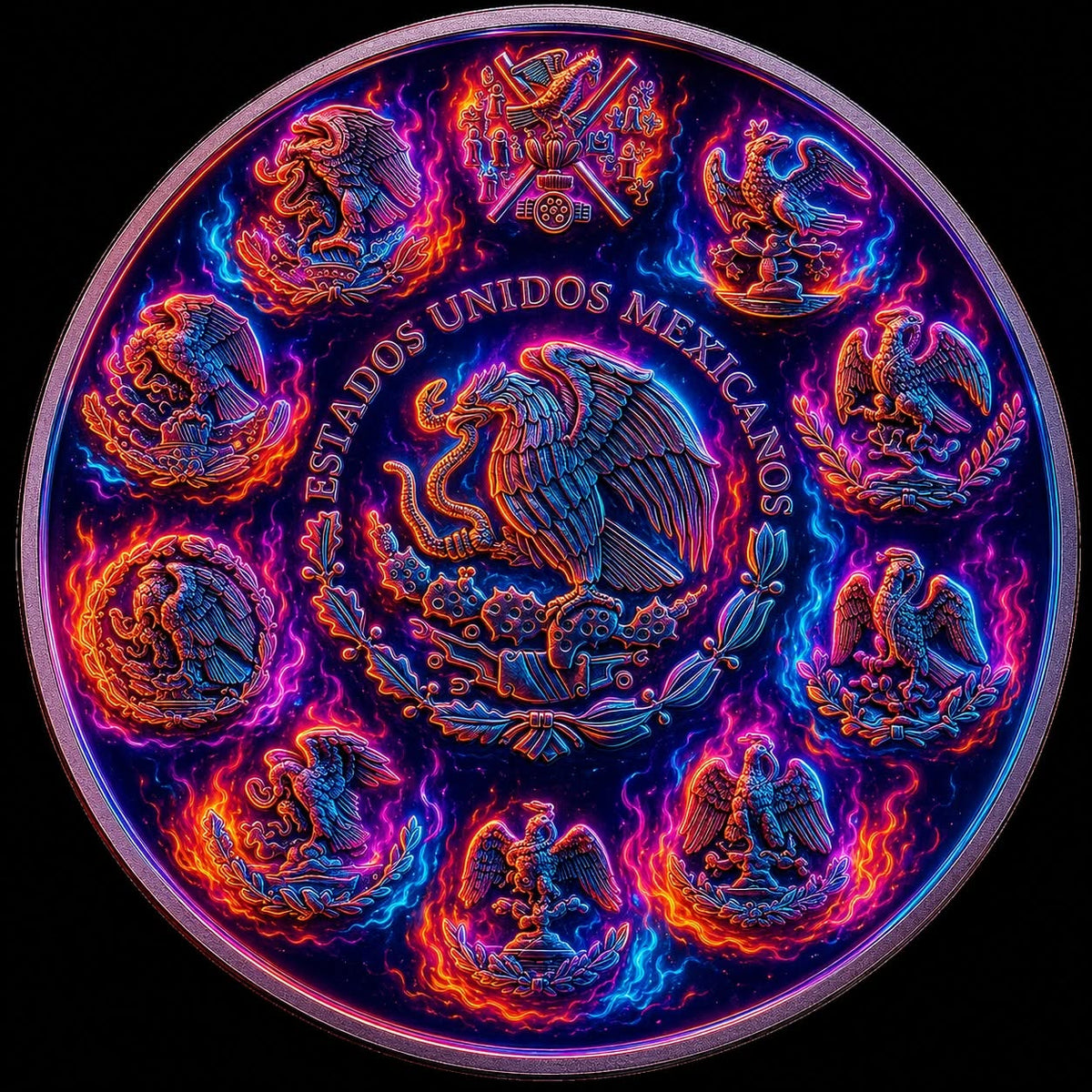 2024 Mexico Libertad Neon Flames Edition 1 oz Silver Coin