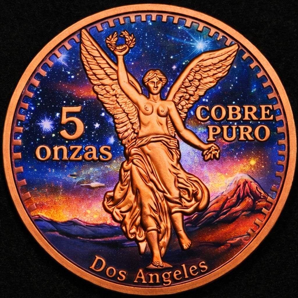 Mexico Dos Angeles Colorized 5 oz Copper Medal