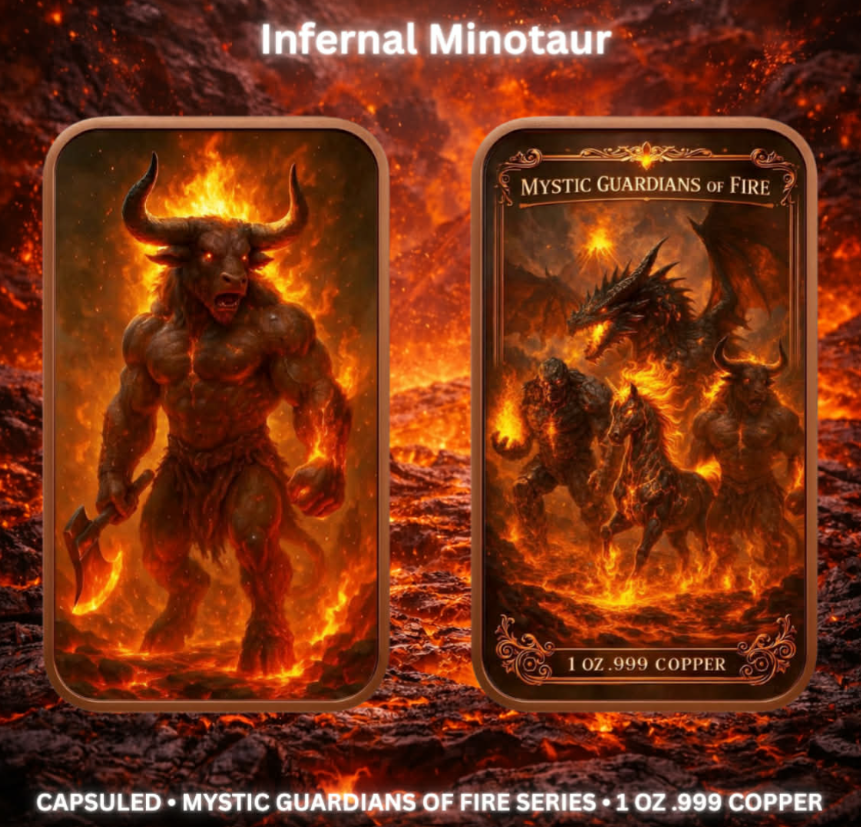 Mystic Guardians of Fire 4x 1oz Copper Bars