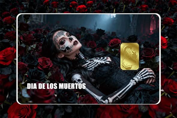 2026 Liberia Dia De Los Muertos Roses 1/1000 oz .9999 Gold Coin in Card