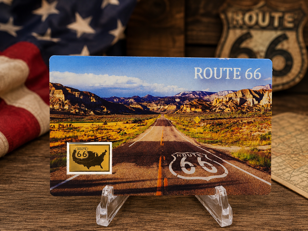 Route 66 1/1000 oz Gold Bar Carded w/ COA